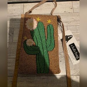 Practical Club Bag Brown Beaded Crossbody